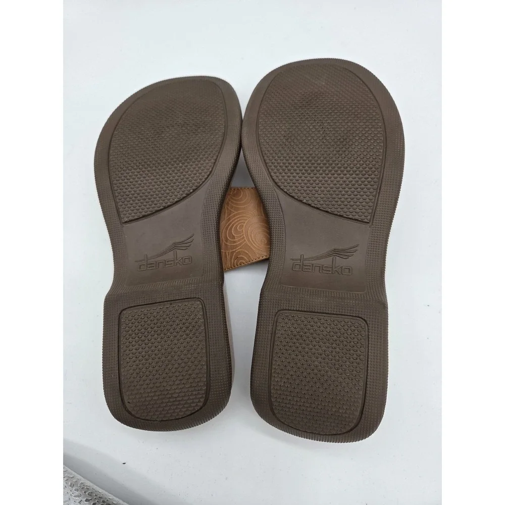 Dansko Slide‎ Spiral Band Toe Tan Leather Sandals Size EU 42 Bohemian Retro